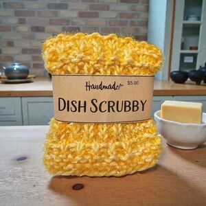 Handmade Cotton Yellow Dish Scrubby